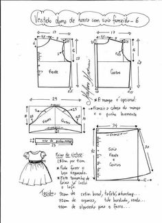 the sewing pattern for a dress is shown