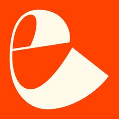 an orange and white icon with the shape of a circle on it's side