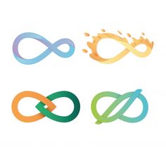 four different colored logos with an infinite symbol