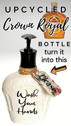 an advertisement for a crown royal bottle that has been turned into a soap dispenser