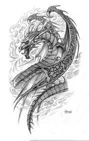 a drawing of a dragon with flames in the background