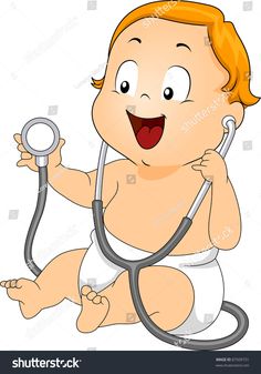 a baby with a stethoscope sitting on the ground and holding it's hand