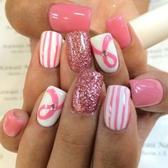 Nails Short Square Pink, Pink Ribbon Nails, Nails Short Square, Press On Nails Short, Kawaii Nails, Stick On Nails, Fall Nail, Autumn Colors, Nail Inspiration