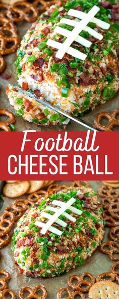 football shaped cheese ball with bacon and jalapeño Football Shaped Appetizers, Football Cheeseball, Football Cheese Ball, Football Shaped Foods, Game Day Party, Football Party Food