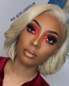 Cute Eyeshadow Looks, Red Eyeshadow, Black Women Makeup, Brown Wig, Makeup Obsession, Lace Hair, Makeup For Black Women