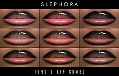 the lip chart for sephora lipsticks is shown in different shades and sizes, including pink