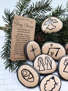 Nativity Story Stones Tan Background Christmas Story Stones | Etsy