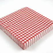 a red and white checkered cloth on a white background