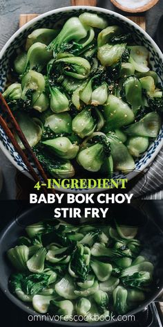 4-Ingredient Baby Bok Choy Stir Fry - Omnivore's Cookbook Bock Choy Recipes, Ic Diet, Asian Side Dishes, Modern Mediterranean, Vegan Asian, Chinese Recipes, 4 Ingredient, Stir Fry Recipes