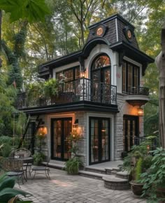 this is an image of a house in the woods