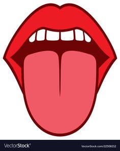 the open mouth with red lips on white background