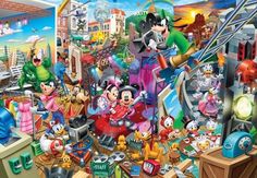 a mickey mouse calendar with many characters on it