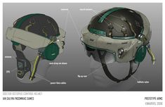 the helmet is designed to look like it has an attached headgear and earpieces