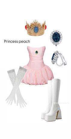 Strawberry Shortcake Halloween Costume, Vision Board For 2023, Princess Peach Costume, Strawberry Shortcake Costume, Peach Clothes, Peach Costume, Trio Costumes, Mario And Princess Peach, Princess Halloween Costume