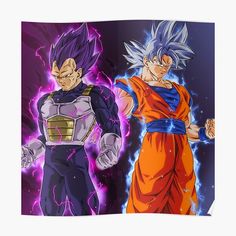 two dragon ball characters standing next to each other