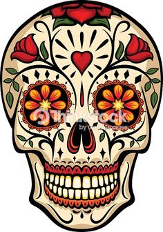 a sugar skull with roses on it