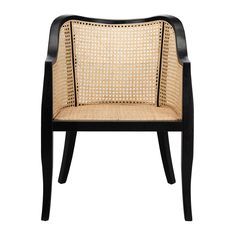 a chair that is made out of wood and caned upholstered with wicker