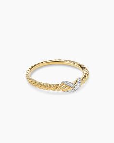 Petite X Ring in 18K Yellow Gold with Diamonds, 2.2mm Turkey Jewelry, Petite Jewelry, David Yurman Ring, X Ring, Petite Ring, Golden Ring, Gold Diamond Rings, Love Ring, Customer Care