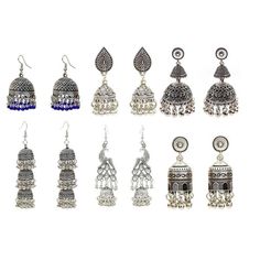 PRICES MAY VARY. 【Value Package】An order contains 6 pairs of Indian jhumka earrings of different styles, each pair of earrings can bring you a different combination. 【Material】Each pair of dangle earrings is made of high-quality alloy, polished and carved.The tassel earrings are treated with retro technology to better reflect the charm of jhumki earrings. 【Size and Weight】Most earrings are about 4.5 inches long and weigh 1.2 ounces.Maybe some people feel that the earrings are longer or heavier. Retro Technology, Indian Jhumka, Earring Sets, Jhumki Earrings, Jhumka Earrings, Earrings Boho, Women Vintage, Tassel Earrings, Boho Earrings