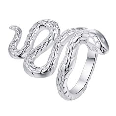 cute snake shiny  Silver Ring Fine Fashion Women&Men Gift Silver Jewelry for Women, /ZNEILITR TJILYFEK Snake Jewelry Ring, Cute Snake, Snake Jewelry, Adjustable Jewelry, Wedding Band Sets