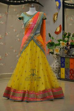 wow it is mild color Lehenga Sari, Lehenga Choli Designs, Indian Bridal Lehenga, Designer Bridal Lehenga, Half Sarees