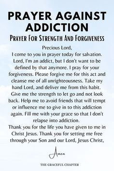 a prayer card with the words prayer against addition