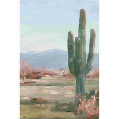 a painting of a cactus in the desert