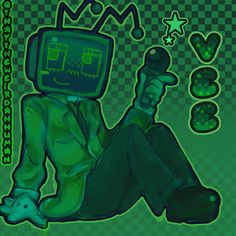 a man sitting on the ground wearing a green suit and holding a game controller in his hand