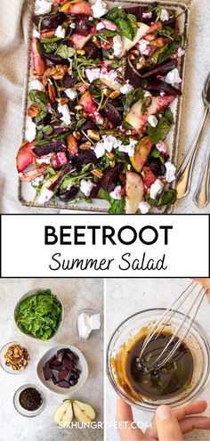 Beetroot Summer Salad Vegan Feta, Beet Salad Recipes, Vegan Feta Cheese, Raw Beets, Vinaigrette Salad, Sliced Pears, Beetroot Salad, Honey Mustard Dressing