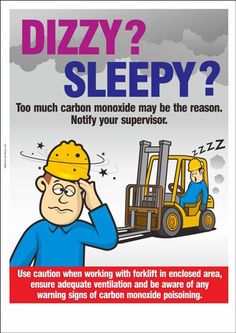 a poster with an image of a man on a forklift