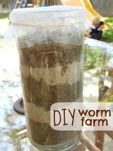 a jar filled with dirt sitting on top of a table