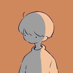 a drawing of a person standing in front of an orange background