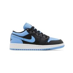 Grade School Jordan 1 Low Black/Black-University Blue Size: 6.  Gender: unisex.  Age Group: kids. Jordan Retro 1 Low, Jordan 1 Low White, Baby Jordans, Reebok Royal, Nike Air Jordan 1 Low, Jordan Retro 1, Shoes Teen, Womens Jordans, Kids Jordans