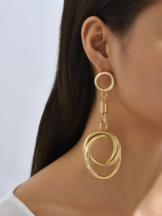 Gold Fashionable   Iron Alloy  Dangle Embellished   Jewelry Wedding Girl, Funky Earrings, Fancy Earrings, Handmade Fashion Jewelry, Ethical Jewelry, Stylish Earring, Fancy Jewelry, Hanging Earrings, Hand Jewelry