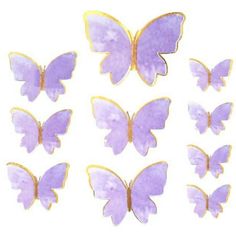 Cake topper color: Purple, pink Cupcake picks material: Paper, iron Cake decoration supplies single size: Length: 4-9.1cm(1.57-3.58in), width 3-6.5cm(1.18-2.56in) Package Includes: 10 x Cake toppers 10 x Iron wires 10 x Glue points Note: - Cake is not included. - You need to DIY the cake toppers. - Please refer to the measurement. Tiny measuring error is allowable in normal range. - There might be a little color difference due to the monitor, camera or other factors, please refer to the physical Gold Butterfly Cake, Butterfly Cake Decorations, Happy Birthday Theme, Butterfly Birthday Cakes, Happy Birthday Decor, Butterfly Cake Topper, Shape Cake, Happy Birthday Cupcakes, Desain Buklet