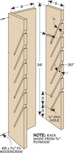 the diagram shows how to make a wooden rack for storing woodworking tools and other items