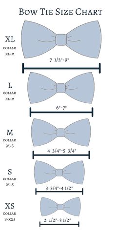 the bow tie size chart is shown