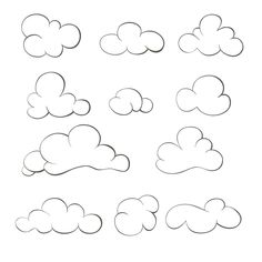 the different shapes of clouds are shown in black and white