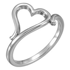 14K White Gold #Freeform #Heart Ring - Rose Gold Heart Ring, Gold Heart Ring, Stone Engraving, Silver Heart Ring, Heart Shaped Rings, Rose Gold Heart, White Gold Jewelry, Ring Fit, Jewelry Ring