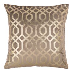 a brown and gold pillow on a white background