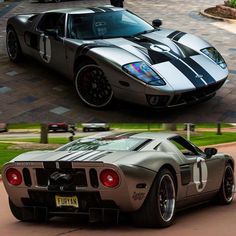 two pictures of the same sports car in different stages of being painted silver and black