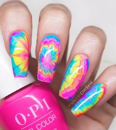 Unghie Sfumate, Bright Summer Nails, Marble Nail, Tie Dye Nails, Colorful Nail, Marble Nail Art, Nail Art Designs Videos, Nail Art Videos, Trendy Nail Design