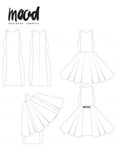 the sewing pattern for a dress with pleaed hems and an open back design