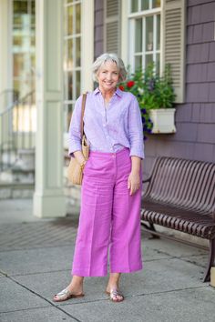 Styling Wild Orchid Two Ways with J.Jill- Pants are on MAJOR sale! Dressed For My Day, Cotton Gauze Fabric, Shirt Dress Outfit, Month Of July, Build A Wardrobe, Wild Orchid, Color Crush, Nordstrom Anniversary Sale, Style Inspiration Summer