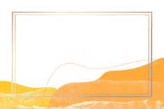 an orange and yellow abstract background with a white rectangle in the middle that is surrounded by mountains