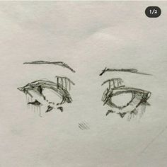 a drawing of two eyes with one eye closed and the other half drawn in pencil