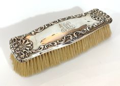 Antique Sterling Silver Clothes Brush Victorian Art Nouveau Repousse Shell Clothing Brush Whiting Manufacturing Co Dresser Vanity 1800s Gift Silver Clothes, Dresser Vanity, Art Nouveau Silver, Art Nouveau Floral, Beautiful Perfume Bottle, Beautiful Perfume, Aesthetic Movement, Vintage Silverware, Styling Brush