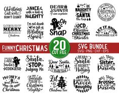 christmas svg bundle for silhouettes and cut files, includes 20 different font styles