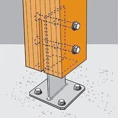 an orange box with metal studs on the front and sides is shown in this drawing