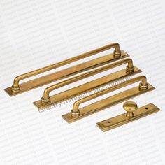 brass plated handles and pulls for cabinet doors, set of 3 - product images